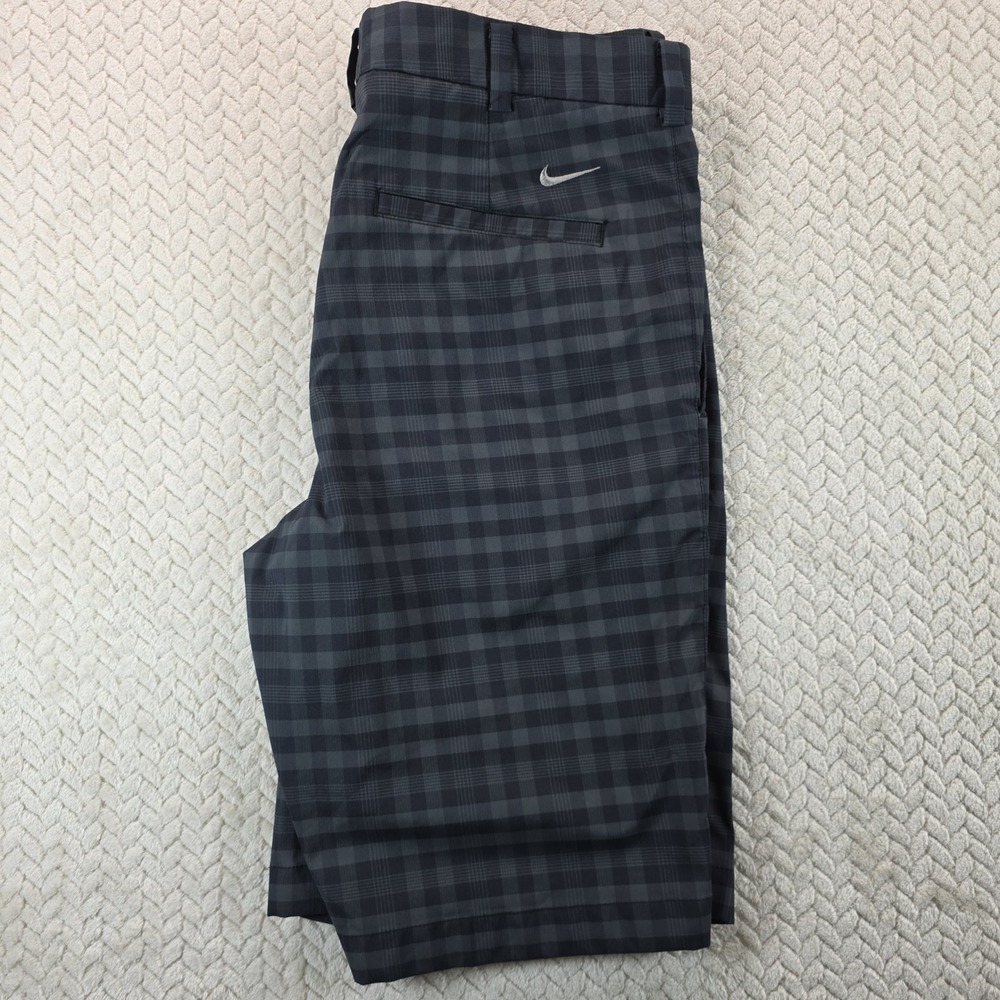 Nike Golf Mens Dri-FIT Plaid Shorts Grey Black Checkered Size 32 Activewear